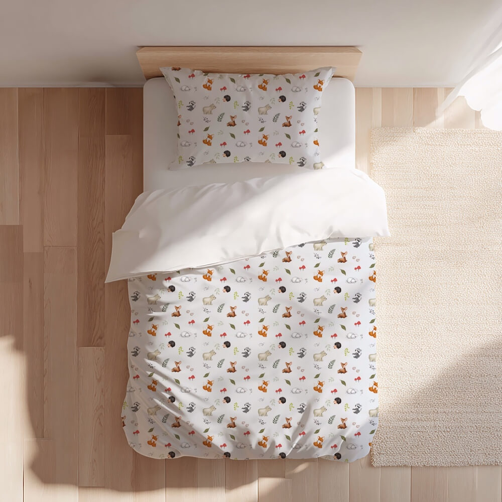 Housse de couette bébé & enfants- Animaux de la forêt- gris – Image 2