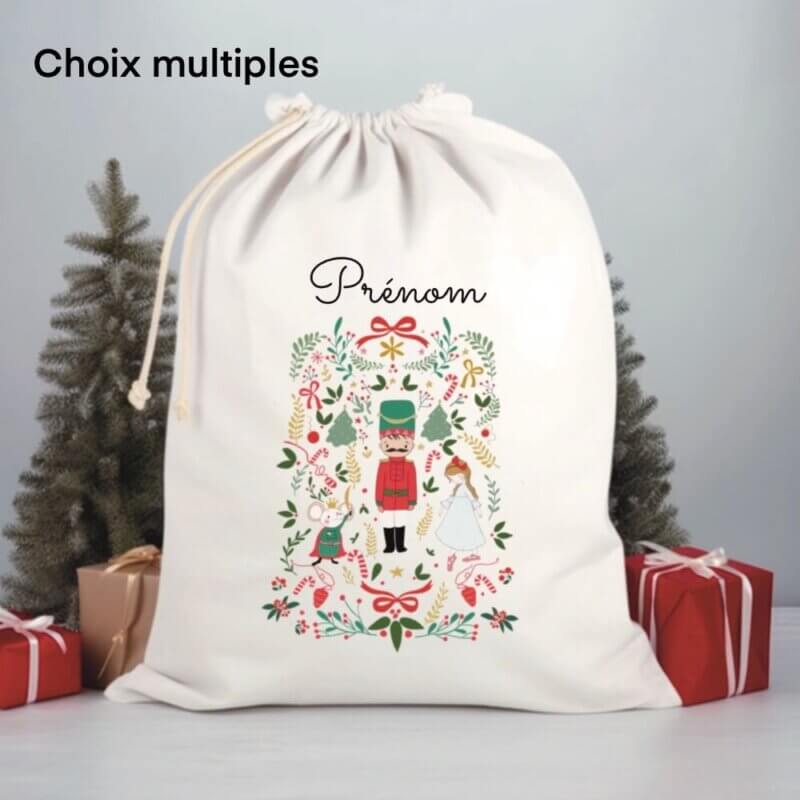 sac à cordon de Noël sur thematique Casse noisette avec cordon