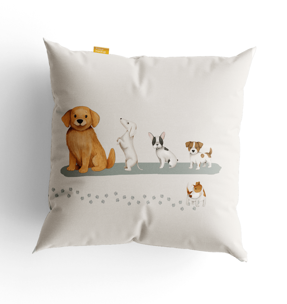 coussin decoratif en coton avec motif imprimé team chiens