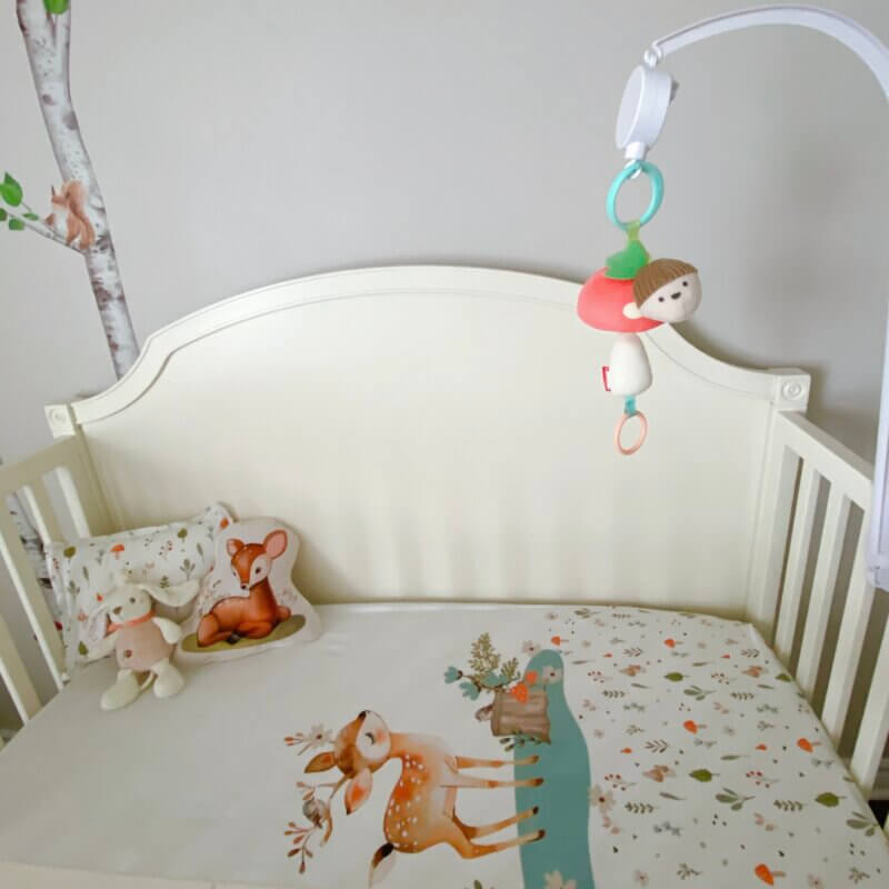drap cotour pour lit de bébé en coton avec motif chevreuil ,champignons,fleurs