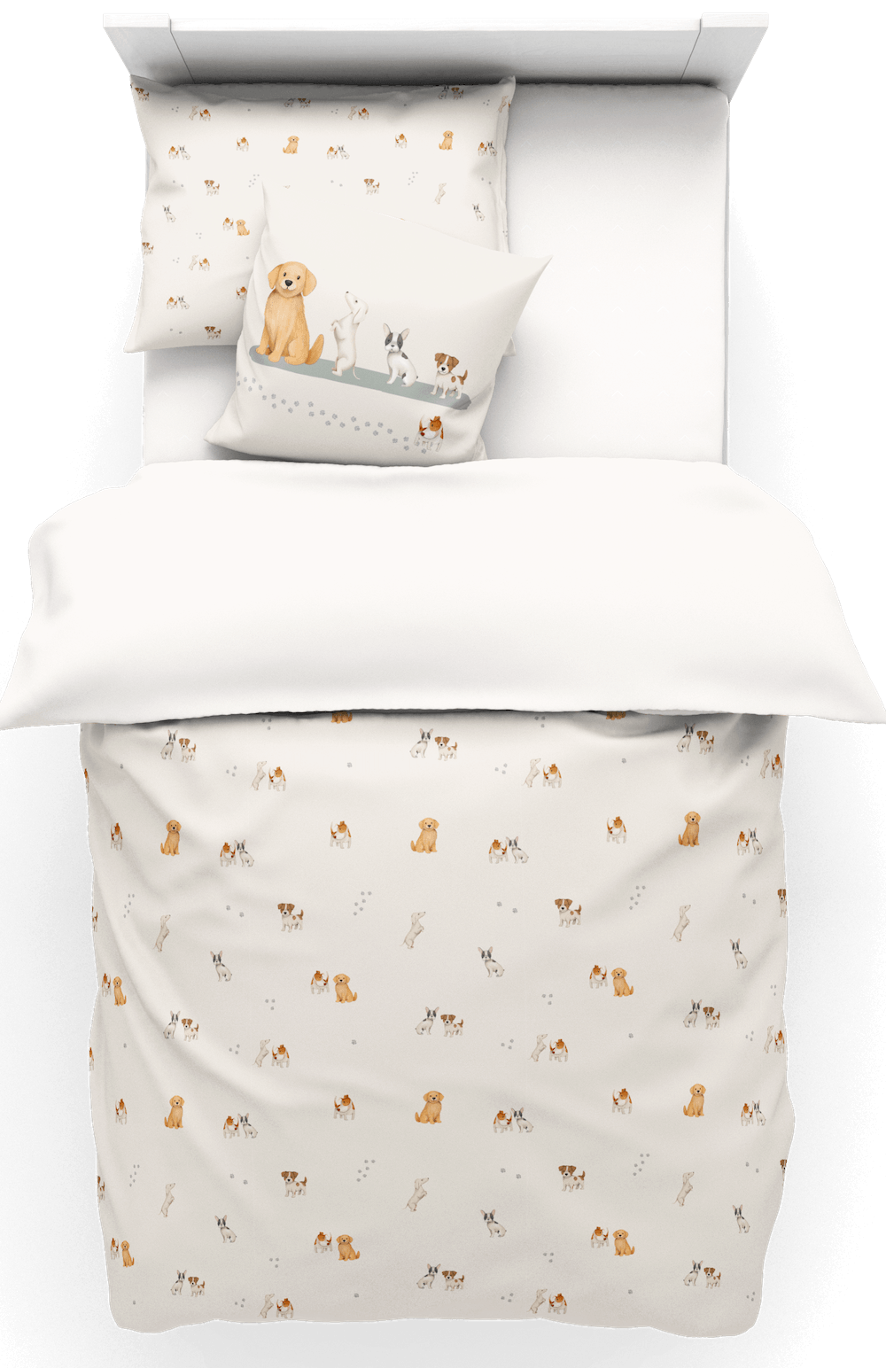 housse de couette ecru e coton avec motif imprimé team de chiens